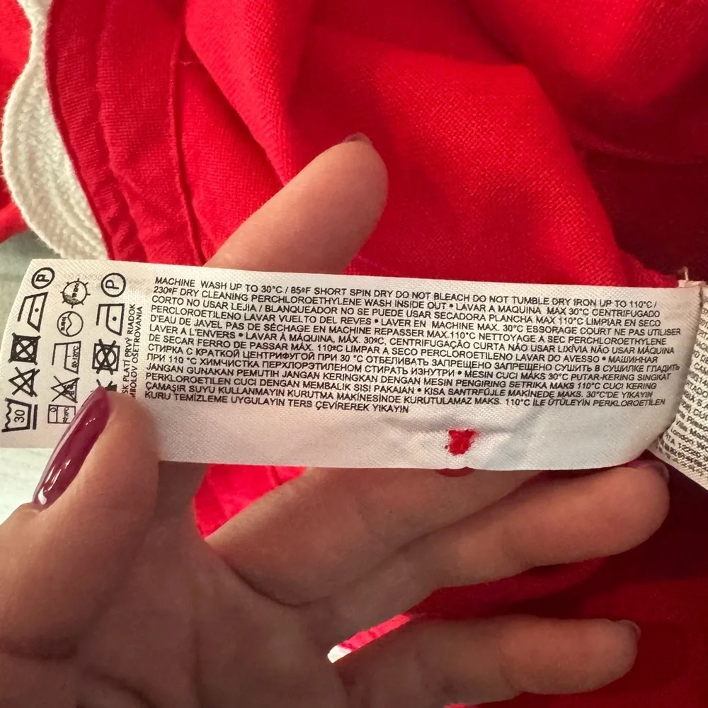 MANGO Red Scalloped Trim Cotton Button-Down Blouse (XS, NWT) E90 - Picture 7 of 8